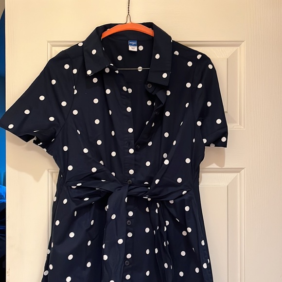 Old Navy Maternity Small Front Tie Navy Dress - Picture 4 of 5